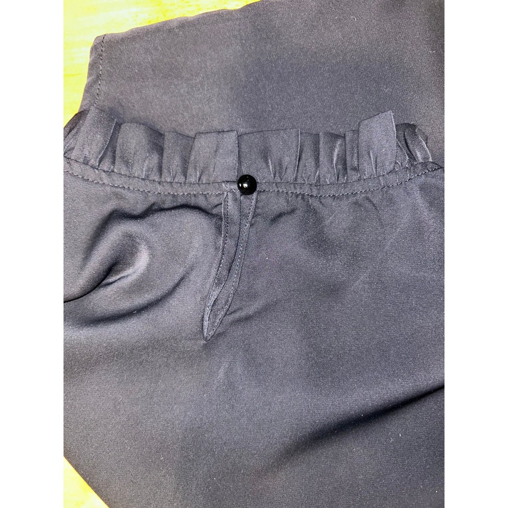 Black Ruffle High Neck Sleeveless Blouse Keyhole Back Top Womens Large - Picture 11 of 13